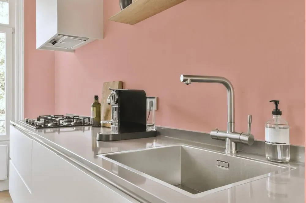 Benjamin Moore Blushing Brilliance kitchen painted backsplash