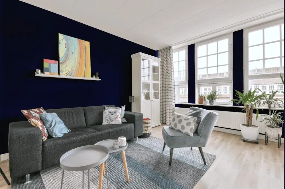 Benjamin Moore Bold Blue living room walls