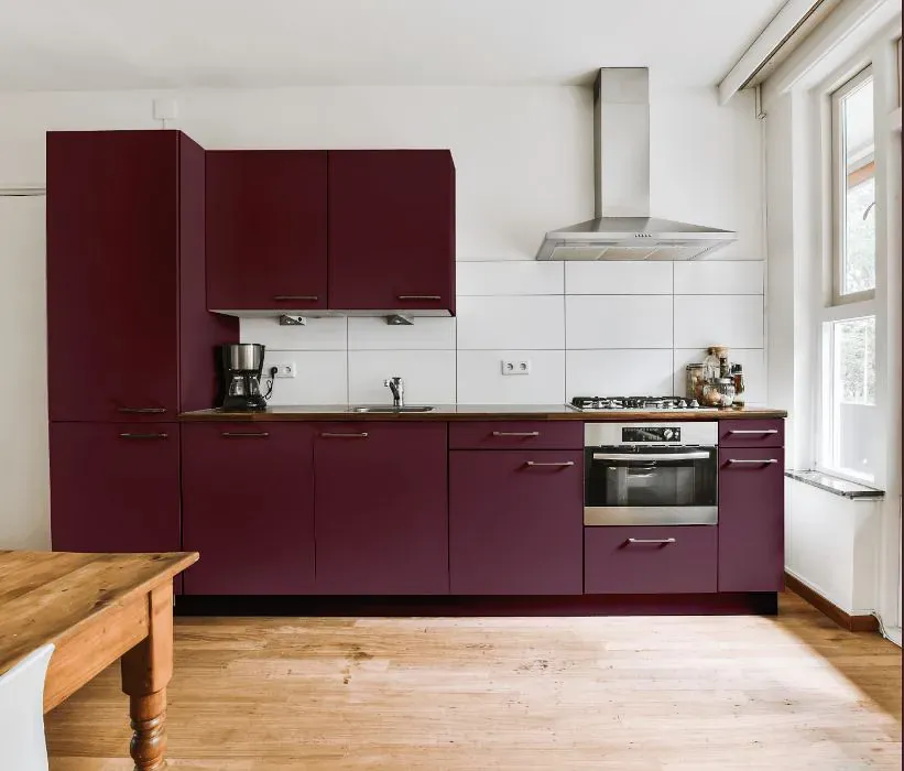 Benjamin Moore Bordéaux Red kitchen cabinets