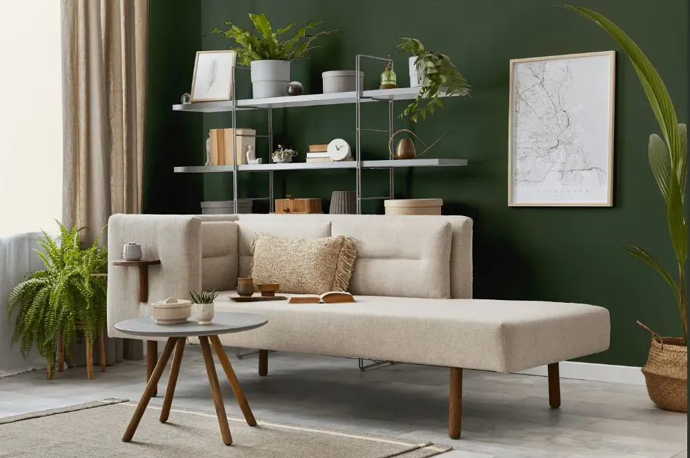 Benjamin Moore Boreal Forest living room