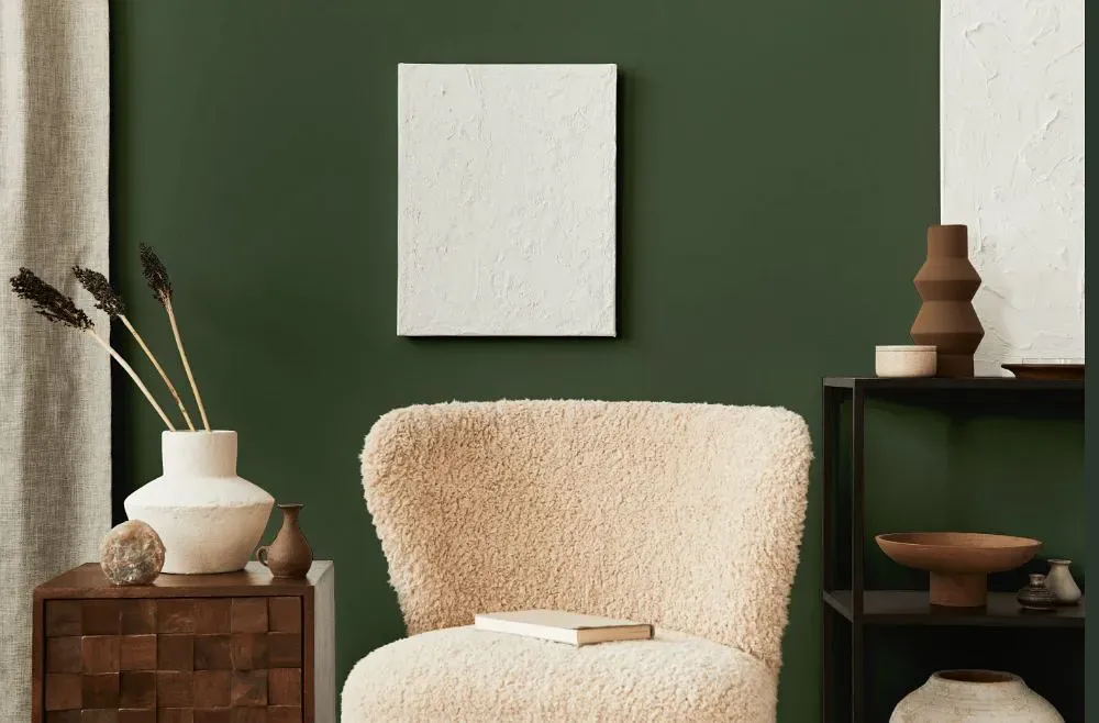 Benjamin Moore Boreal Forest living room interior