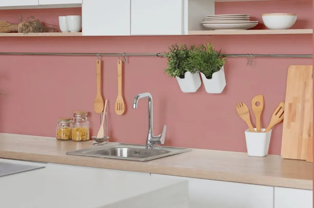 Benjamin Moore Bouquet Rose kitchen backsplash