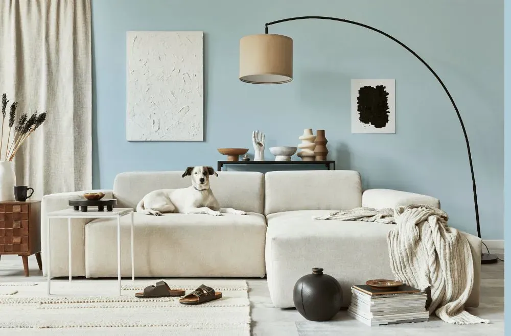 Benjamin Moore Breath of Fresh Air cozy living room