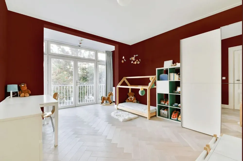 Benjamin Moore Brick Red kidsroom interior, children's room