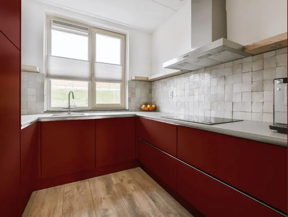 Benjamin Moore Brick Red small kitchen cabinets