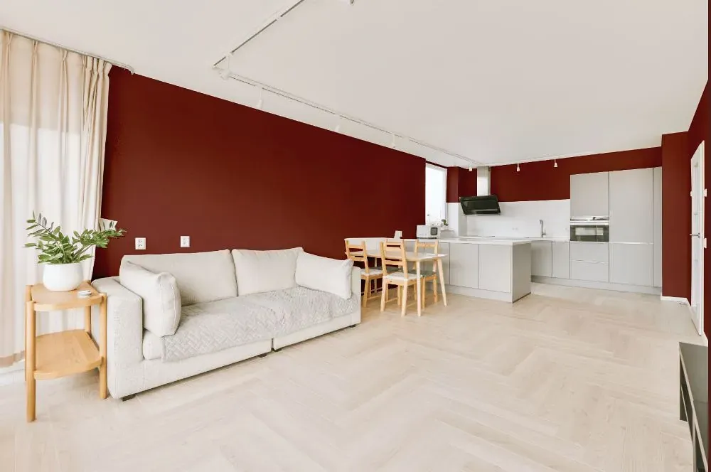 Benjamin Moore Brick Red living room interior