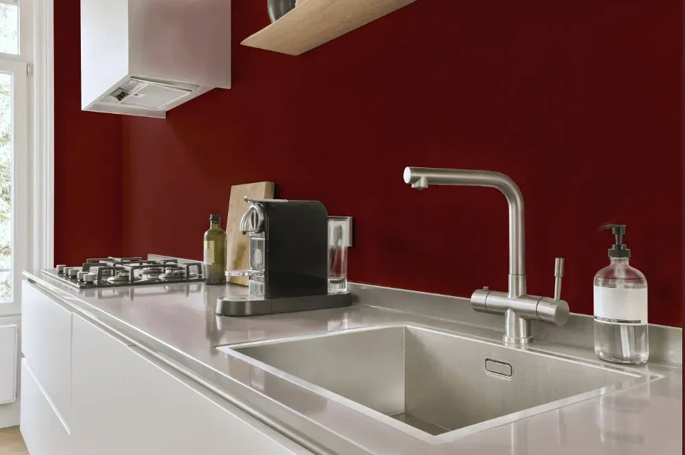 Benjamin Moore Brick Red kitchen painted backsplash