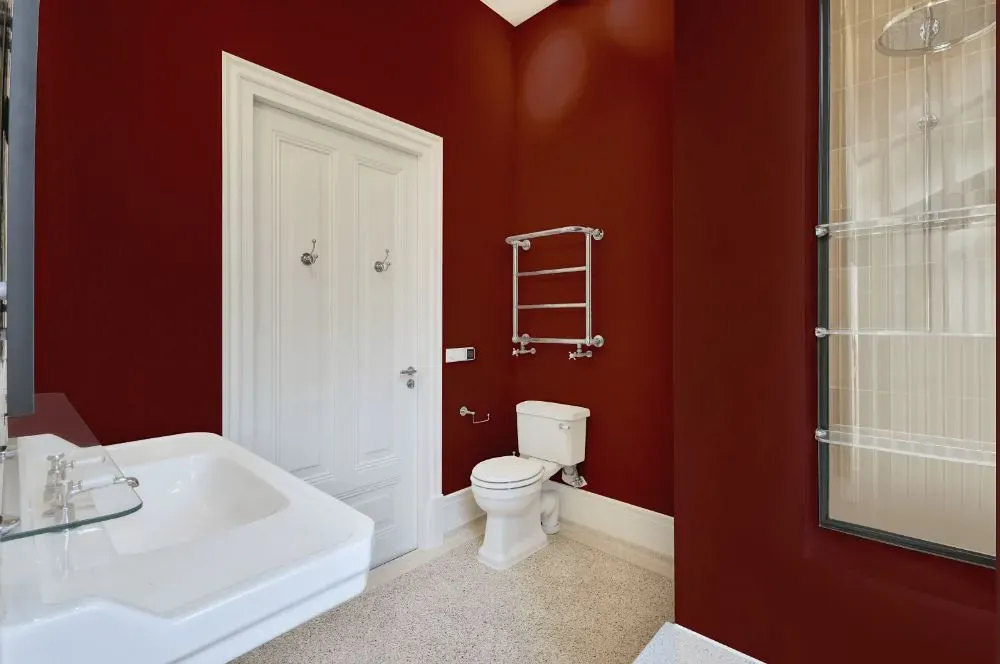Benjamin Moore Brick Red bathroom