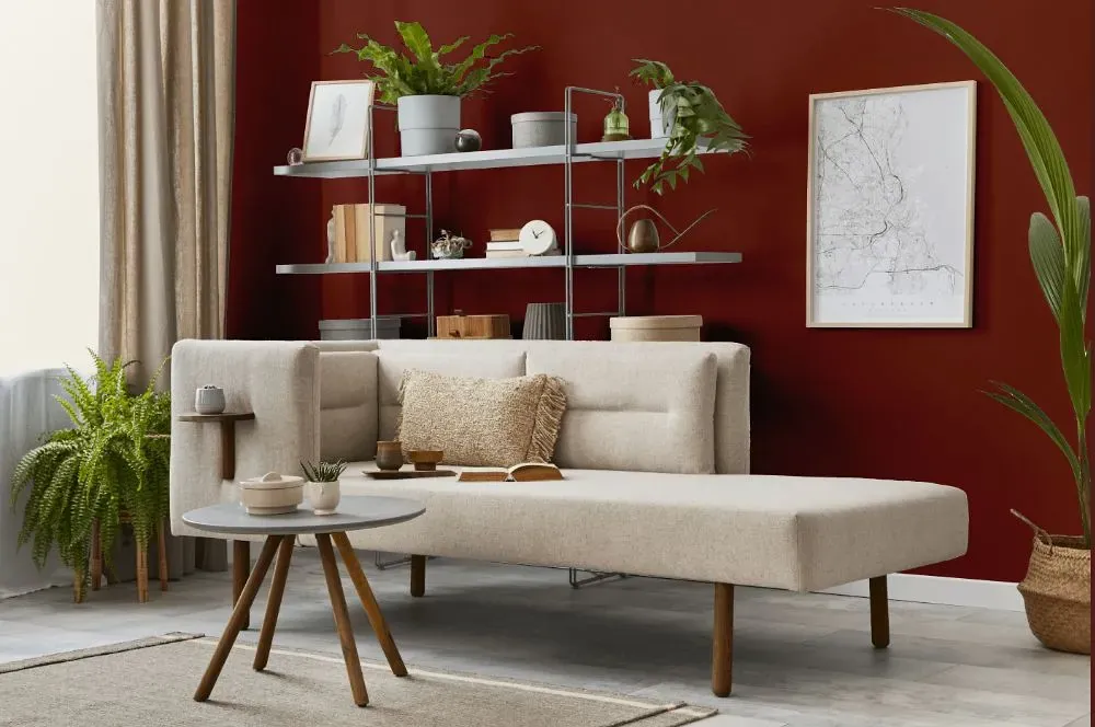 Benjamin Moore Brick Red living room