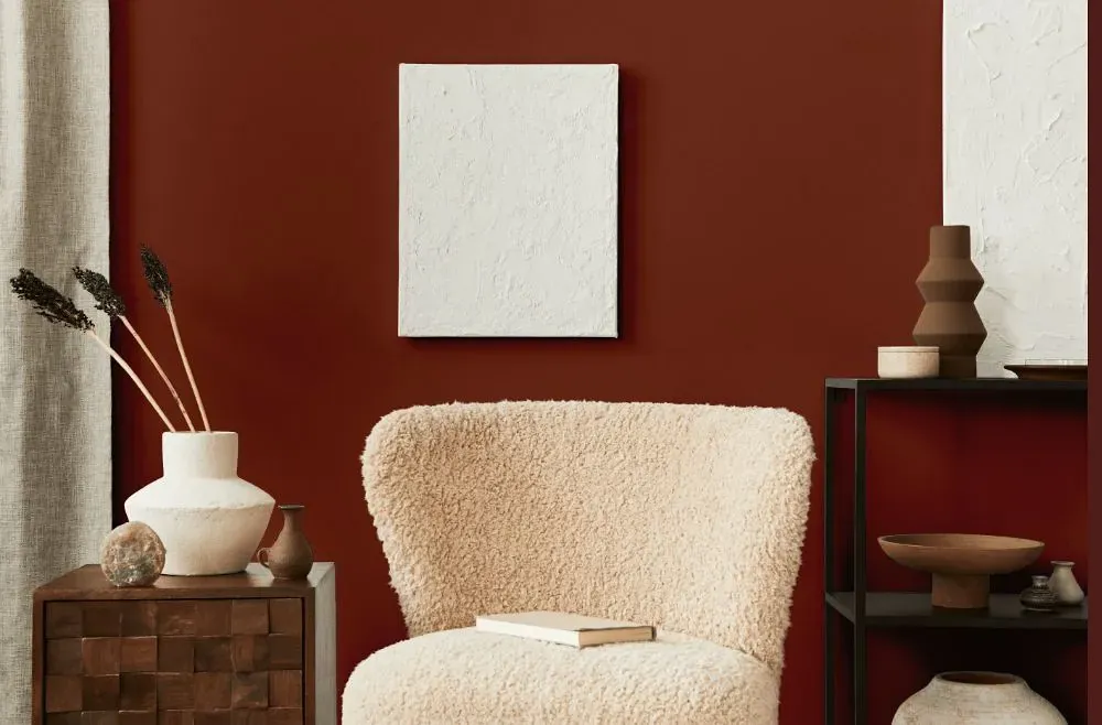 Benjamin Moore Brick Red living room interior