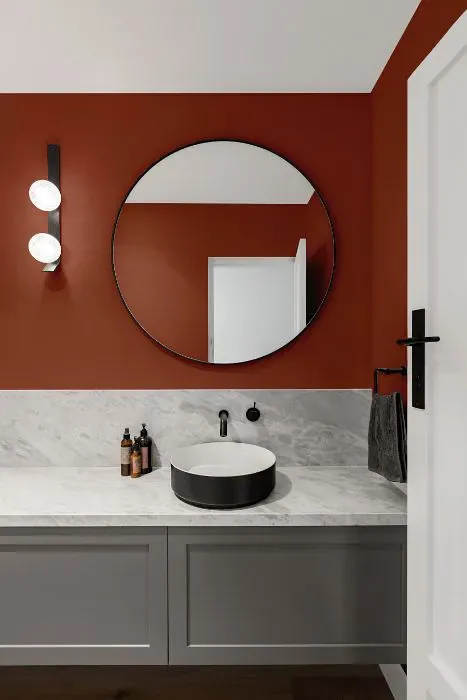 Benjamin Moore Brickyard Red minimalist bathroom