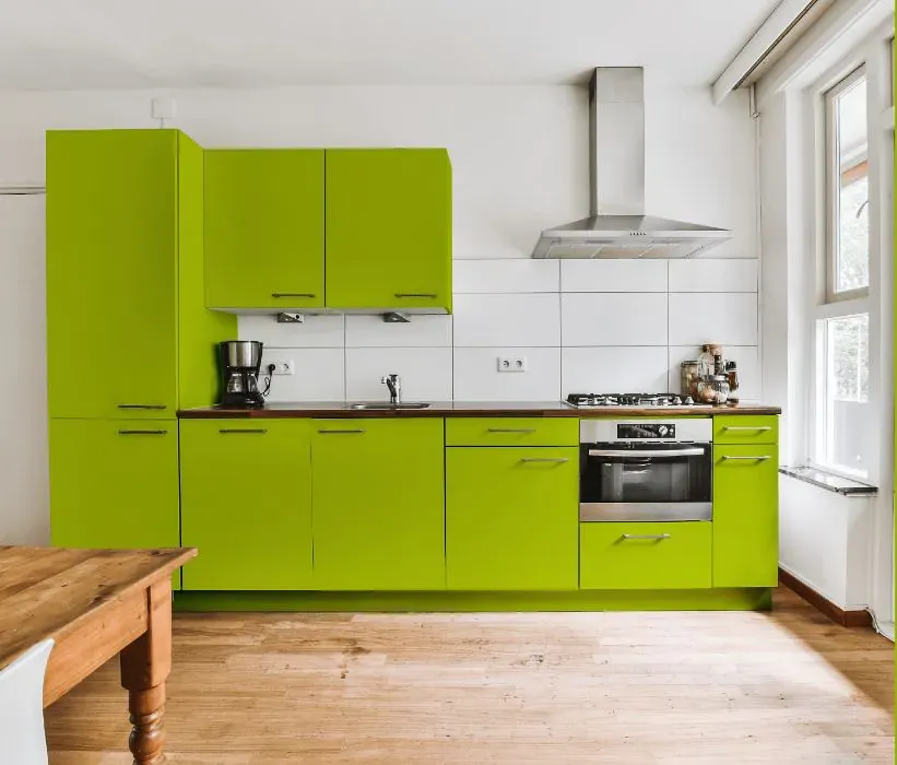 Benjamin Moore Bright Lime kitchen cabinets