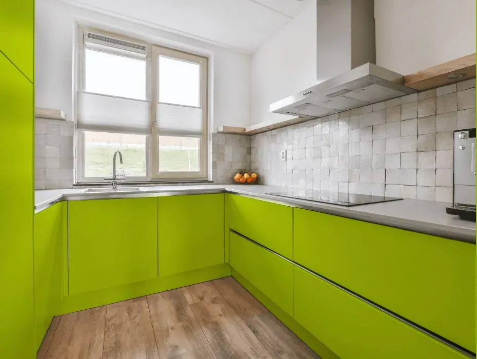 Benjamin Moore Bright Lime small kitchen cabinets