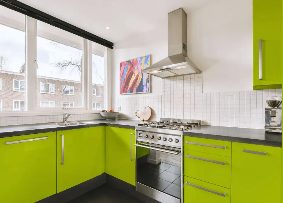 Benjamin Moore Bright Lime kitchen cabinets