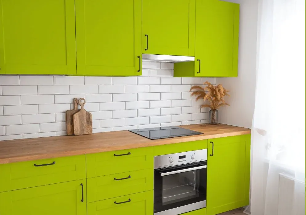 Benjamin Moore Bright Lime kitchen cabinets