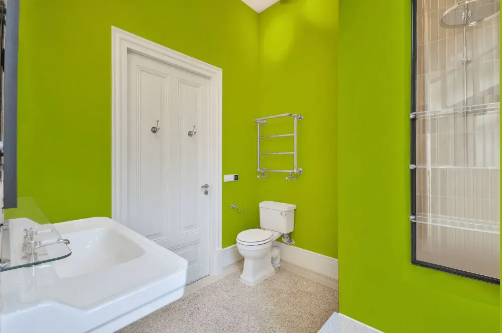 Benjamin Moore Bright Lime bathroom