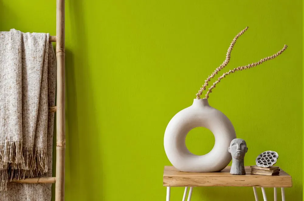 Benjamin Moore Bright Lime wall