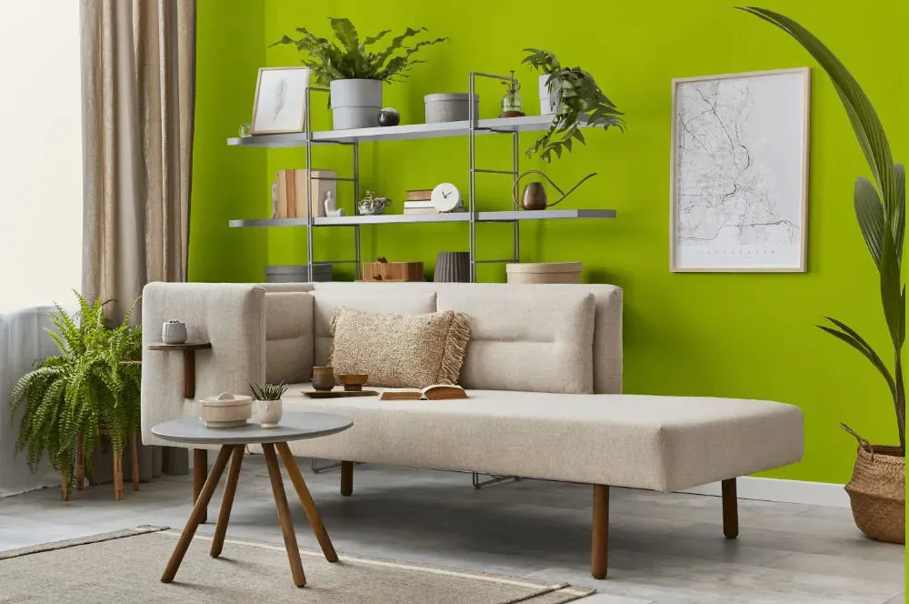 Benjamin Moore Bright Lime living room