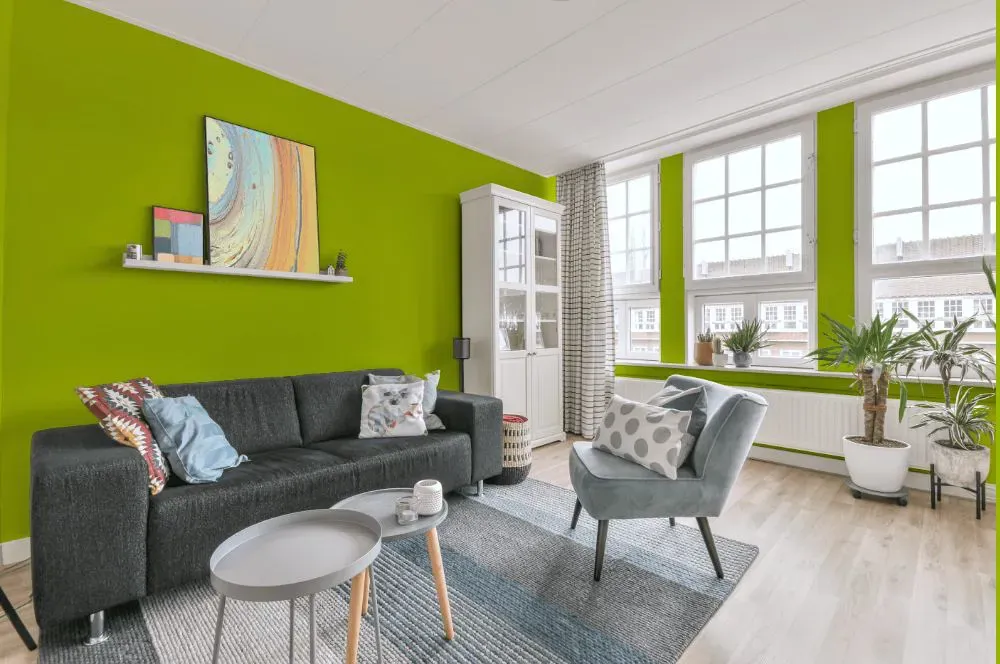 Benjamin Moore Bright Lime living room walls