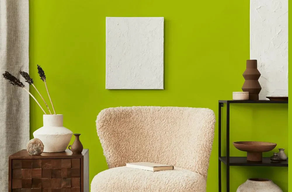 Benjamin Moore Bright Lime living room interior