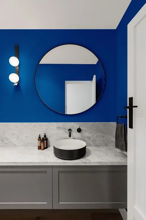 Benjamin Moore Brilliant Blue minimalist bathroom