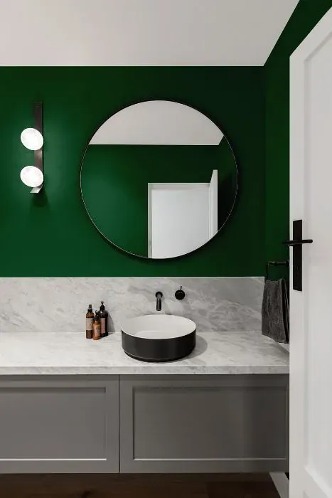Benjamin Moore Buffett Green minimalist bathroom