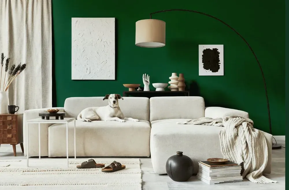 Benjamin Moore Buffett Green cozy living room