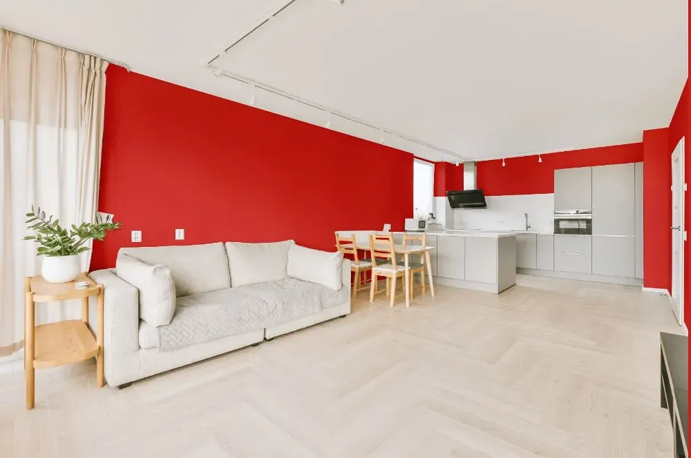 Benjamin Moore Bull's Eye Red living room interior