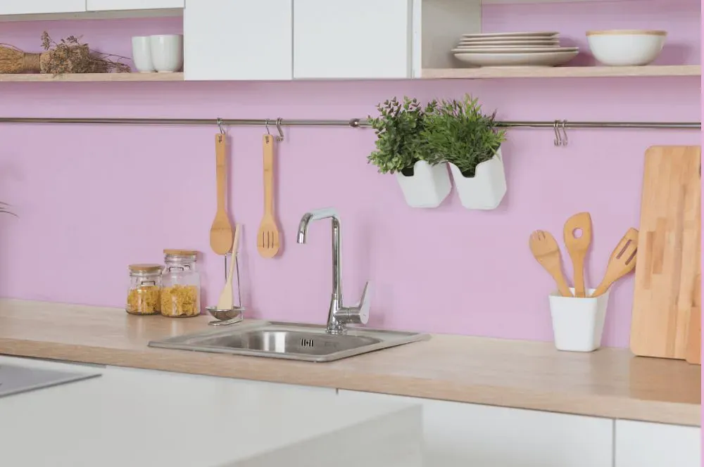 Benjamin Moore Bunny Nose Pink kitchen backsplash