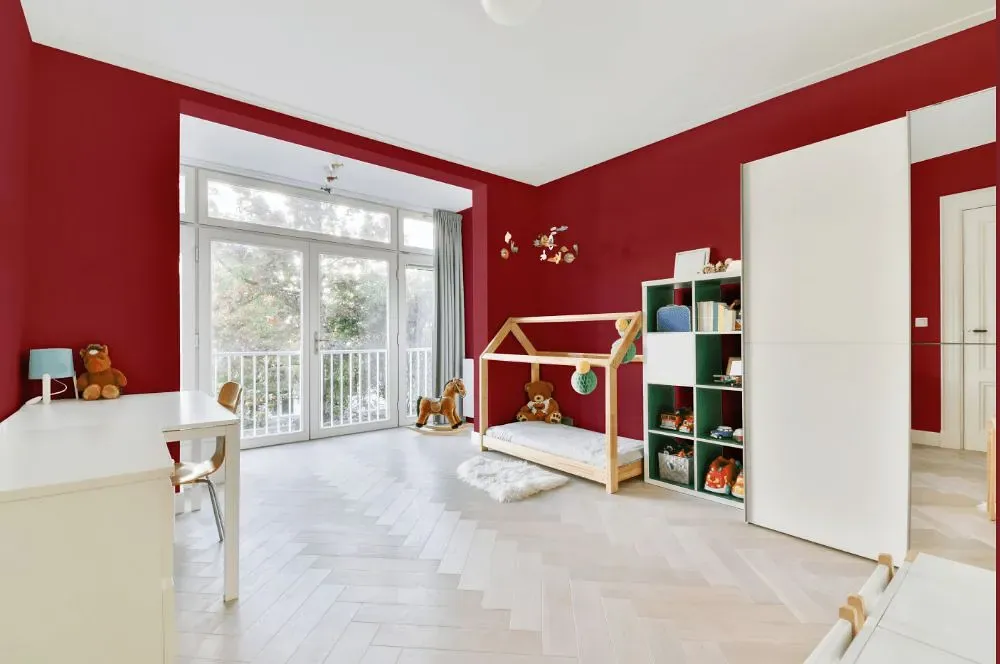 Benjamin Moore Burnt Peanut Red kidsroom interior, children's room