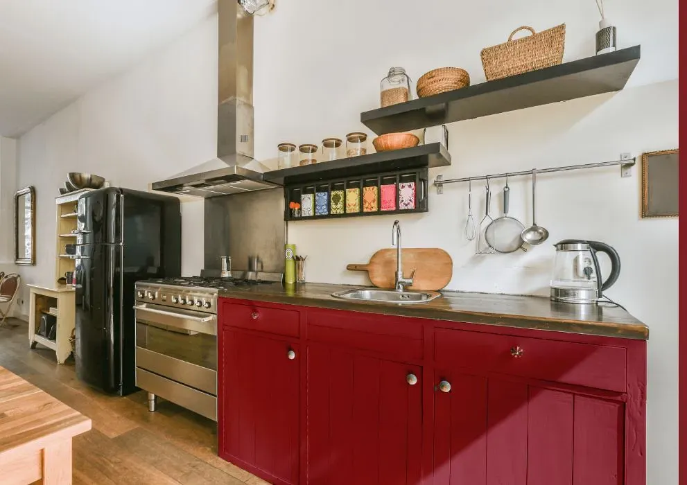 Benjamin Moore Burnt Peanut Red kitchen cabinets