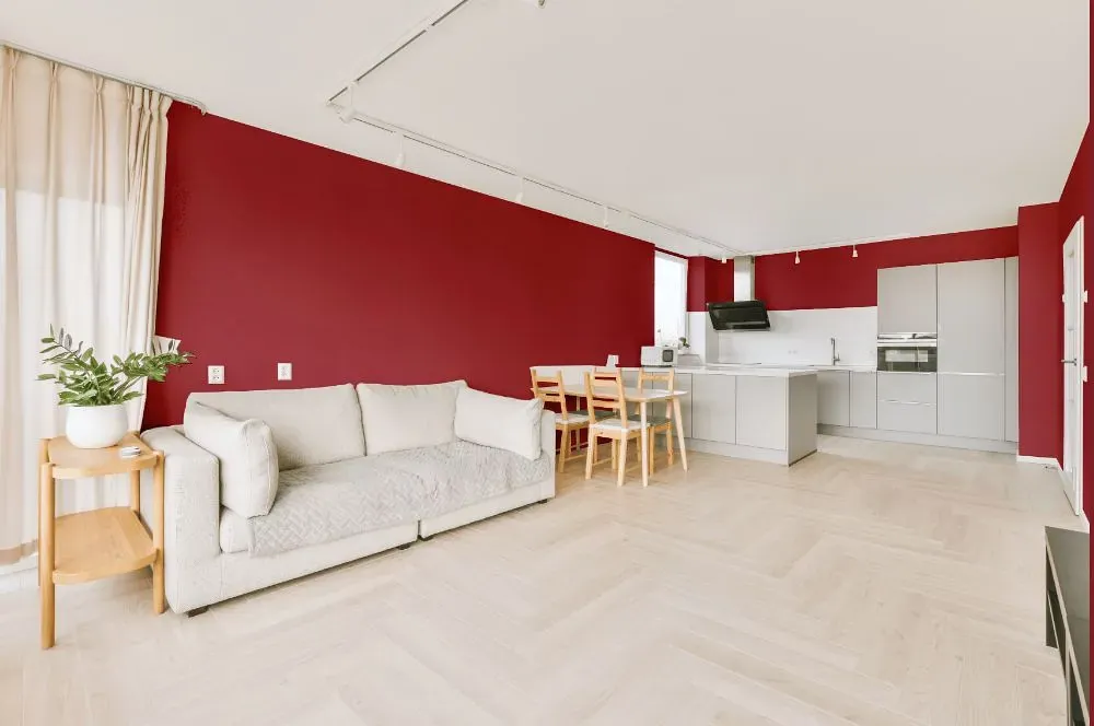 Benjamin Moore Burnt Peanut Red living room interior