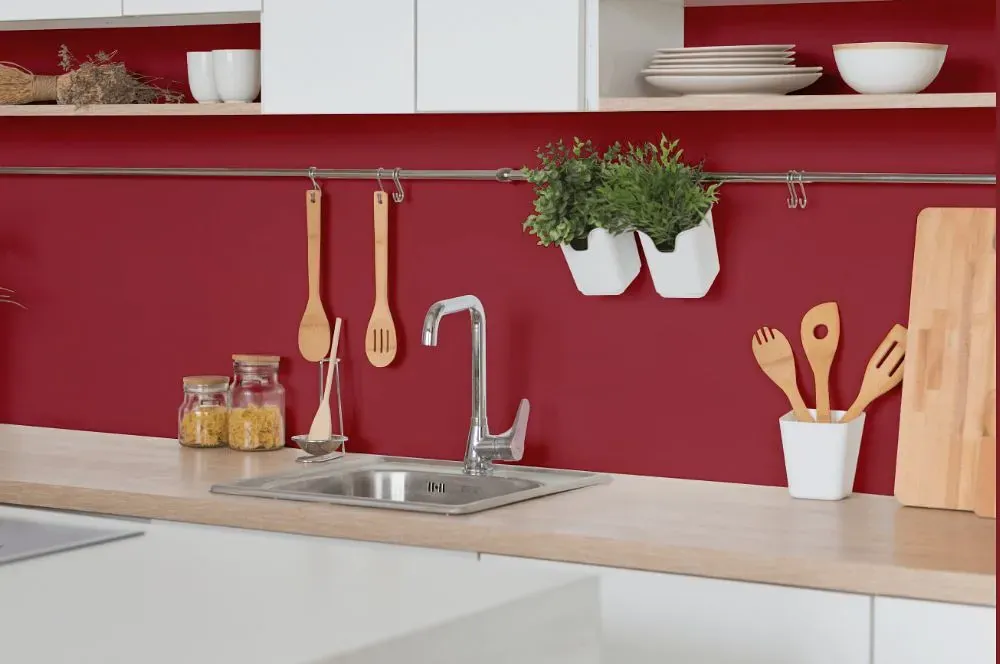 Benjamin Moore Burnt Peanut Red kitchen backsplash