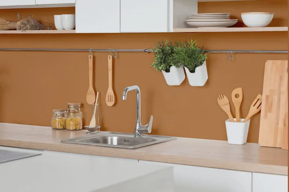 Benjamin Moore Butterscotch Sundae kitchen backsplash