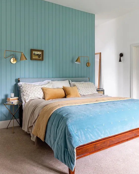 Benjamin Moore Buxton Blue bedroom accent wall paint