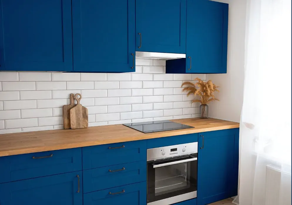 Benjamin Moore California Blue kitchen cabinets