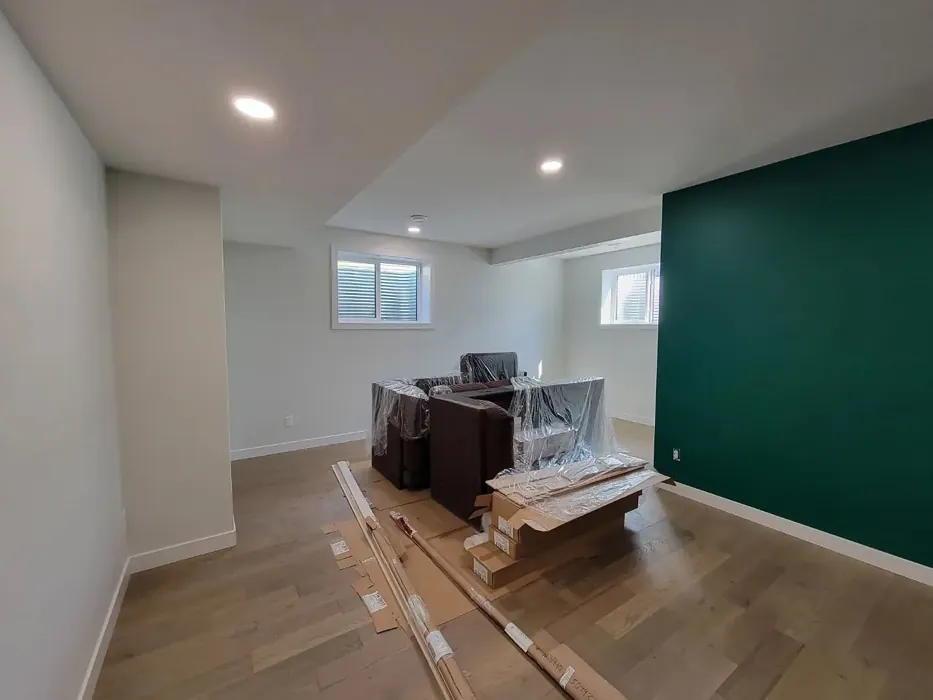 Benjamin Moore Calypso Green accent wall 