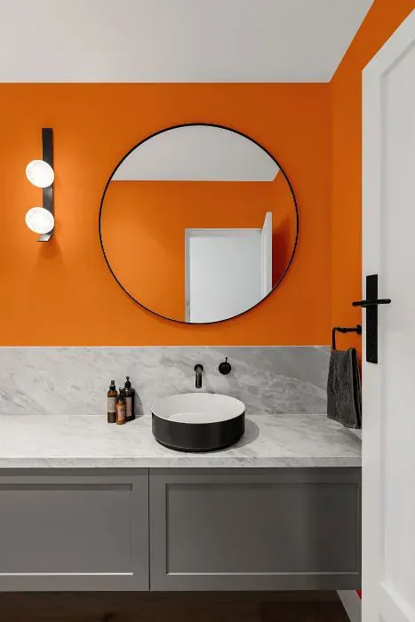 Benjamin Moore Calypso Orange minimalist bathroom