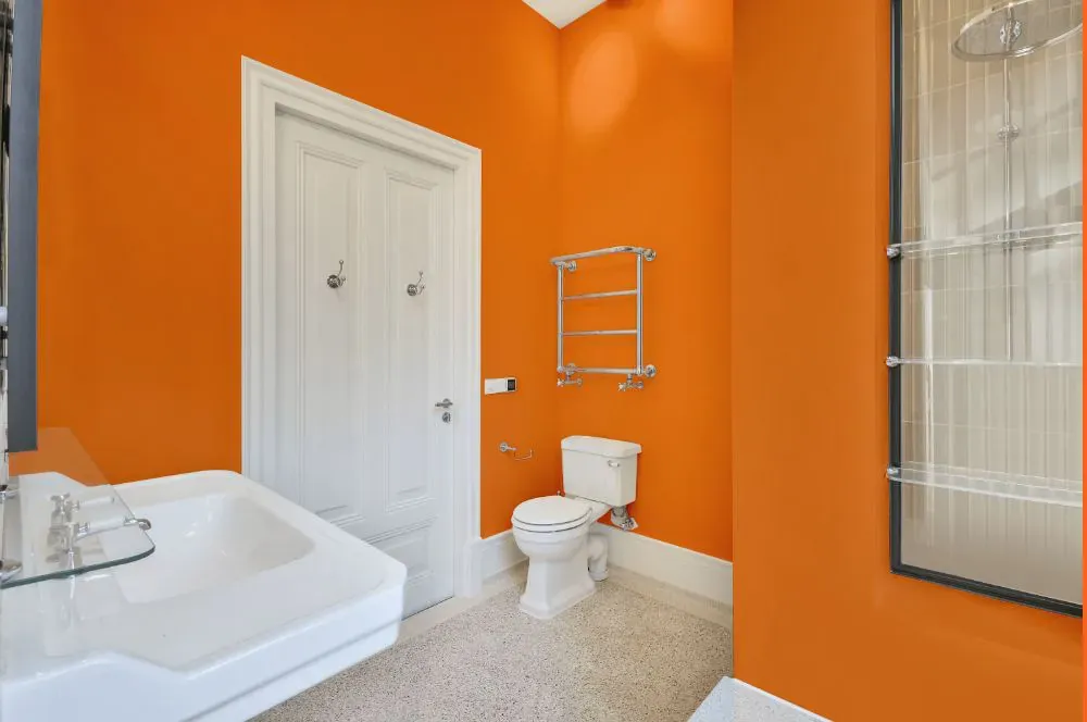 Benjamin Moore Calypso Orange bathroom