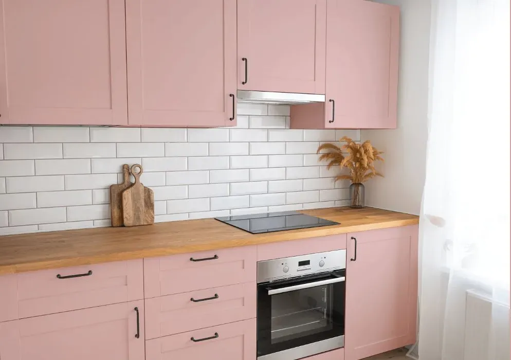 Benjamin Moore Camellia Pink kitchen cabinets