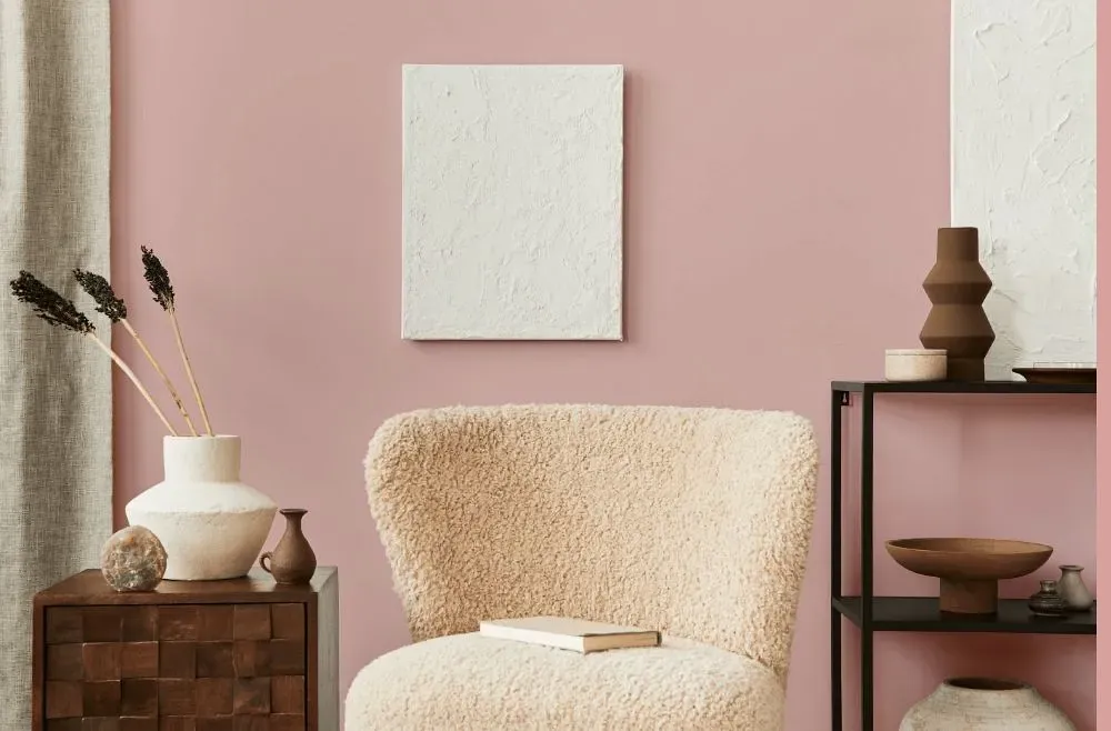 Benjamin Moore Camellia Pink living room interior