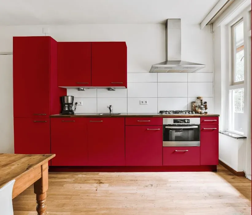 Benjamin Moore Candy Cane Red kitchen cabinets