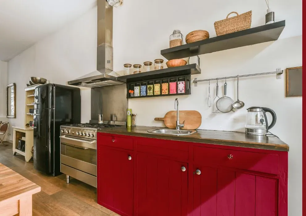 Benjamin Moore Candy Cane Red kitchen cabinets