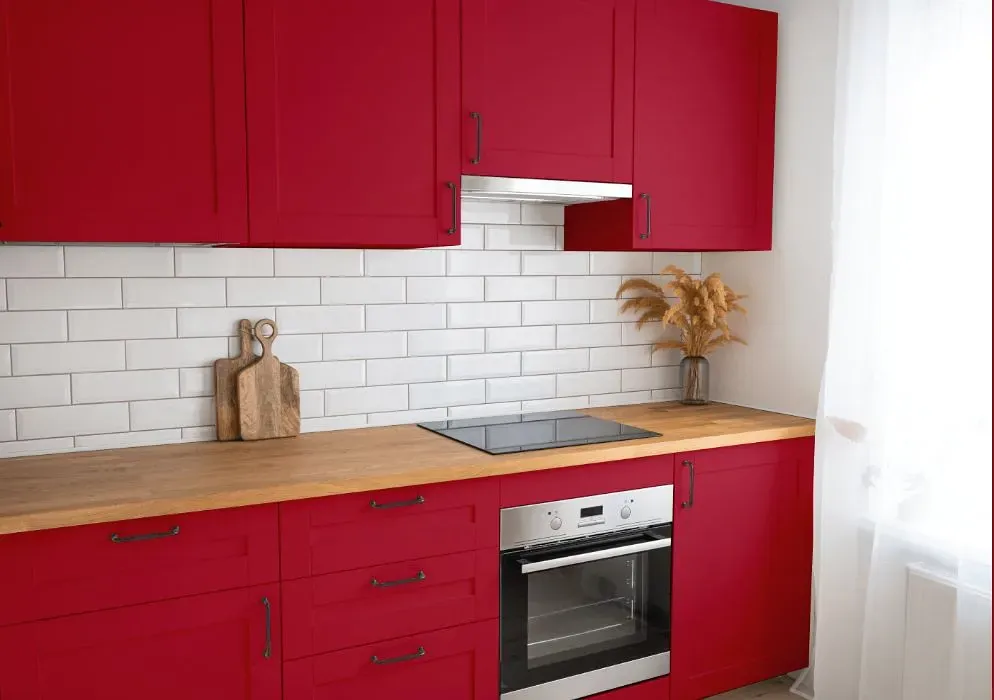 Benjamin Moore Candy Cane Red kitchen cabinets