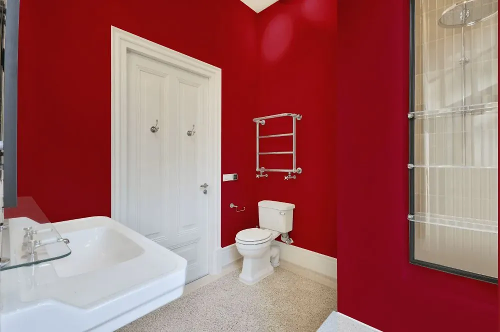 Benjamin Moore Candy Cane Red bathroom