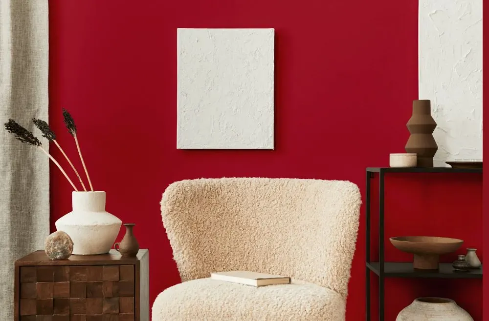 Benjamin Moore Candy Cane Red living room interior