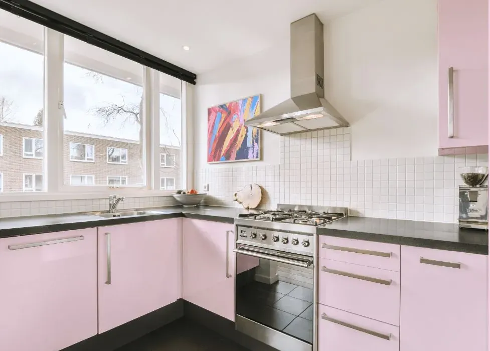 Benjamin Moore Candy Stripe kitchen cabinets