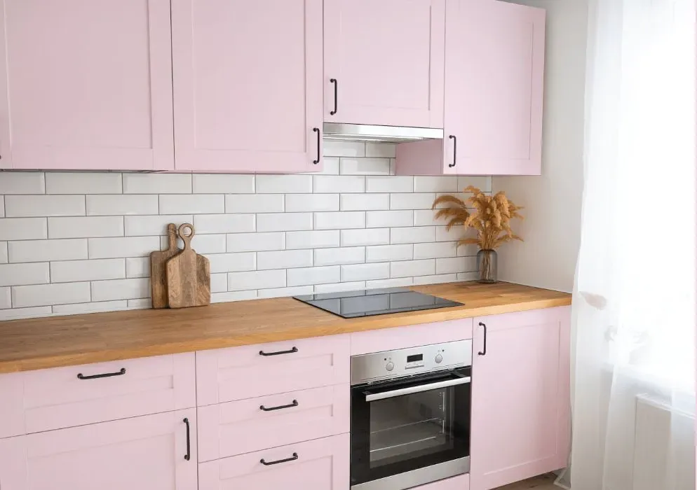 Benjamin Moore Candy Stripe kitchen cabinets