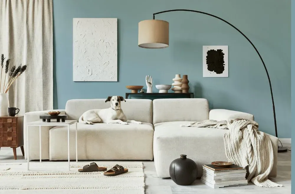 Benjamin Moore Cape Blue cozy living room
