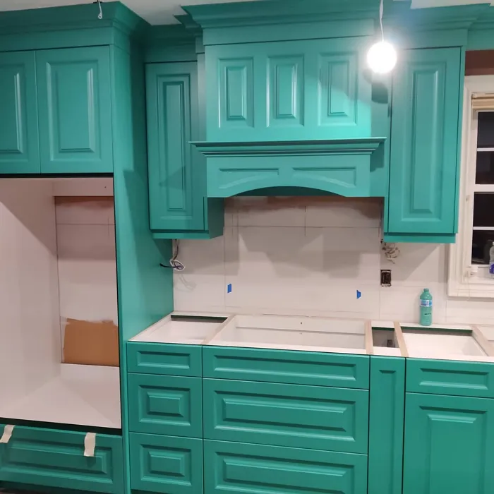 Captivating Teal kitchen cabinets paint
